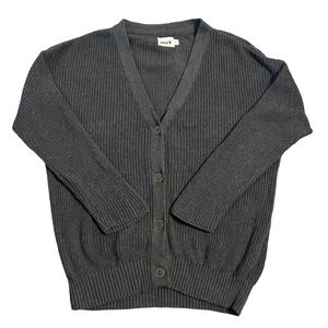 Pact Cardigan Sweater Womens XL Gray Button Up 100% Organic Cotton Slouchy Knit